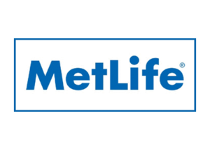 The metlife logo on a white background.
